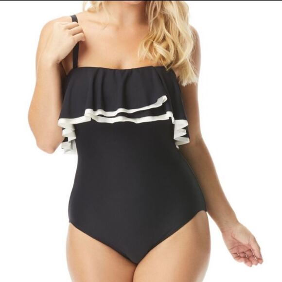 Coco Reef Agate Ruffle Bandeau one piece swimsuit